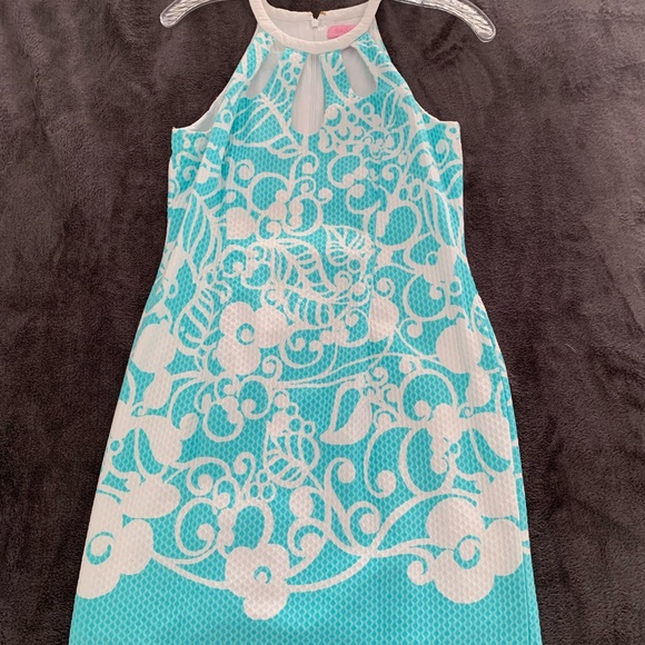 Lilly Pulitzer aqua pearl cutout halter sun dress - Picture 2 of 2